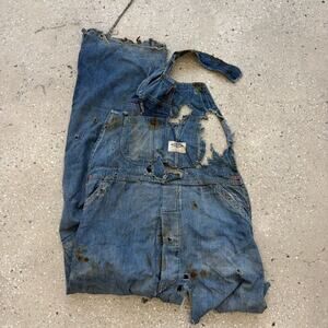 Vintage 50s Big Dad Cone Denim Distressed Overalls